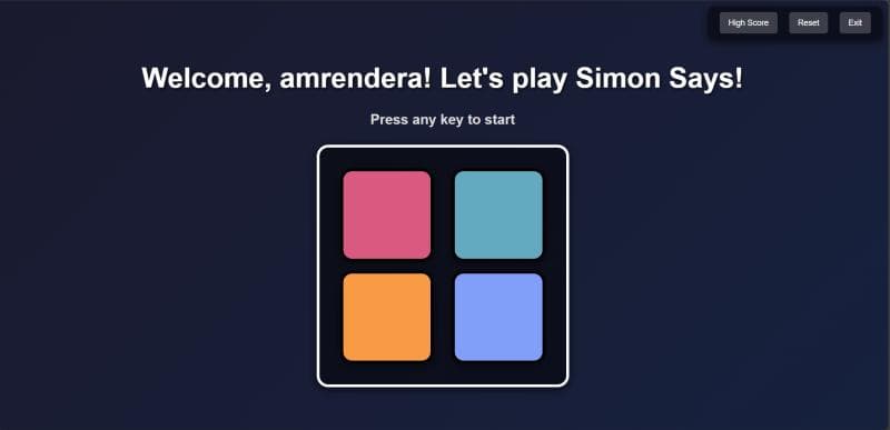 Screenshot of Simon Says Game - AI/Web Application